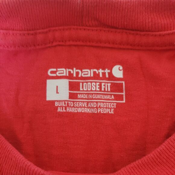 Carhartt Loose Fit Pocket T-Shirt Red Men’s Large Workwear Tee - Picture 3 of 8